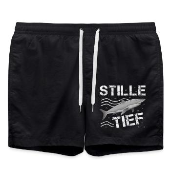 stille Wasser, ruhig, introvertiert, sind tief - Badeshorts - Schwarz - Vorne - AI Model Male 185 light (185cm)