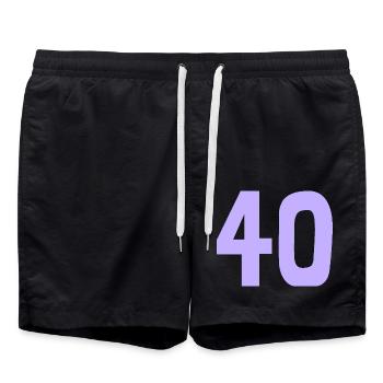 40. 40 JAHRE. 40-JÄHRIGES JUBILÄUM. 40-JÄHRIGES JUBILÄUM. - Badeshorts - Schwarz - Vorne - AI Model Male 185 light (185cm)