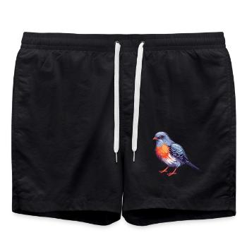 Kuckuck buntes Aquarell Cartoon Kawaii Tier - Badeshorts - Schwarz - Vorne - AI Model Male 185 light (185cm)
