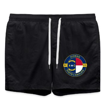 Durham North Carolina Flagge USA Souvenir Abzeichen - Badeshorts - Schwarz - Vorne - AI Model Male 185 light (185cm)