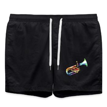 Strahlendes Althorn Blaskapelle - Badeshorts - Schwarz - Vorne - AI Model Male 185 light (185cm)