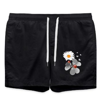 Klee mit Marienkäfer - Badeshorts - Schwarz - Vorne - AI Model Male 185 light (185cm)