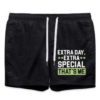Happy Birthday Schaltjahr 29. Februar Schalttag - Badeshorts - Schwarz - Vorne - AI Model Male 185 light (185cm)