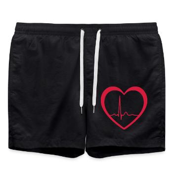 Herzschlag-EKG-Linie Medizinischer Pulswellen-Ikon-Vektor - Badeshorts - Schwarz - Vorne - AI Model Male 185 light (185cm)