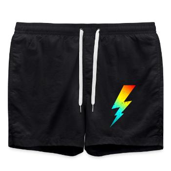 80s bolt lighting classic - Badeshorts - Schwarz - Vorne - AI Model Male 185 light (185cm)