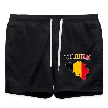 Belgien Flagge Map - Badeshorts - Schwarz - Vorne - AI Model Male 185 light (185cm)