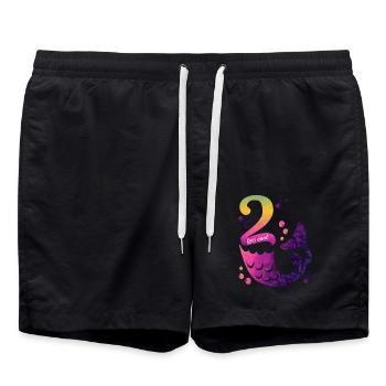 2 Geburtstag Meerjungfrau - Badeshorts - Schwarz - Vorne - AI Model Male 185 light (185cm)