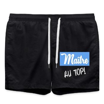 MASTER. MASTER. THANK YOU. THANK YOU MASTER - Swim Trunks - black - Front - AI Model Male 185 light (185cm)