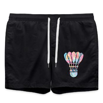 Badminton Spieler Design Mädchen Federball - Badeshorts - Schwarz - Vorne - AI Model Male 185 light (185cm)