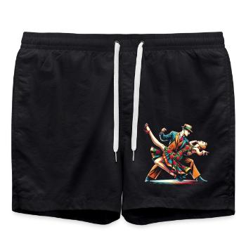 Lindy Hop Tänzer Swinging Dancing Swing Dance - Badeshorts - Schwarz - Vorne - AI Model Male 185 light (185cm)