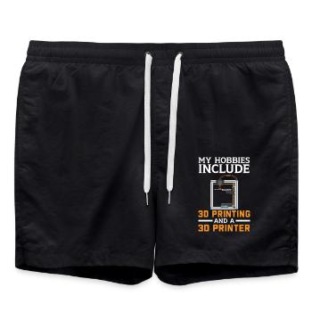 Zu meinen Hobbys gehören 3D-Druck und ein 3D-Druck - Badeshorts - Schwarz - Vorne - AI Model Male 185 light (185cm)