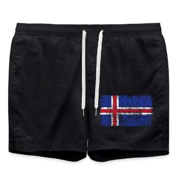 Island Flagge Iceland isländische Fahne - Badeshorts - Schwarz - Vorne - AI Model Male 185 light (185cm)