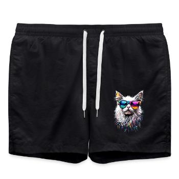 Angora Katze Weiße Angorakatze Süße Angora Katzen - Badeshorts - Schwarz - Vorne - AI Model Male 185 light (185cm)