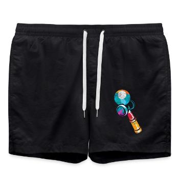 Schwungvolles Kendama Ballspiel - Badeshorts - Schwarz - Vorne - AI Model Male 185 light (185cm)