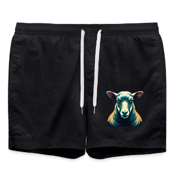 mouton dessin animé personnage animal de compagnie coloré - Short de bain - noir - Devant - AI Model Male 185 light (185cm)