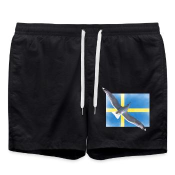 Schweden Sverige Möwe - Badeshorts - Schwarz - Vorne - AI Model Male 185 light (185cm)