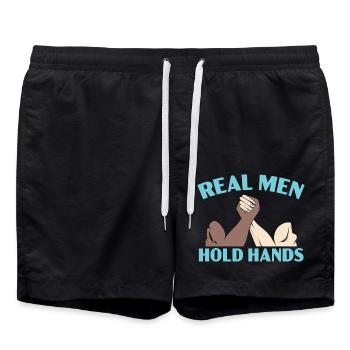Echte Männer halten Händchen Armdrücken Armdrücken - Badeshorts - Schwarz - Vorne - AI Model Male 185 light (185cm)