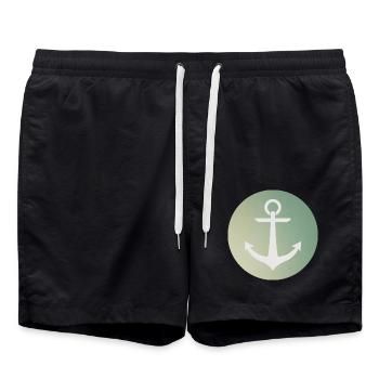 Anker Kreisrund / Anchor circular - Badeshorts - Schwarz - Vorne - AI Model Male 185 light (185cm)