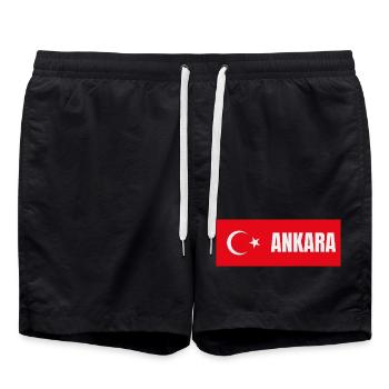 Ankara City in Turkish Flag - Swim Trunks - black - Front - AI Model Male 185 light (185cm)