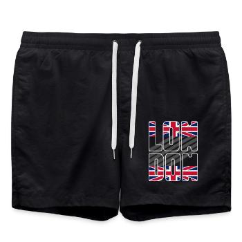 London England Vereinigtes Königreich Reise - Badeshorts - Schwarz - Vorne - AI Model Male 185 light (185cm)