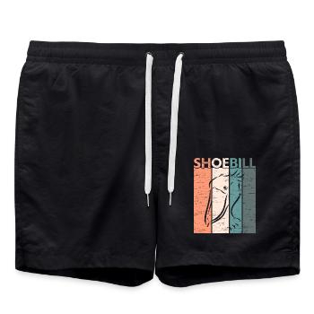 Retro Schuhschnabel Storch Walfischkopf Vogelbeoba - Badeshorts - Schwarz - Vorne - AI Model Male 185 light (185cm)