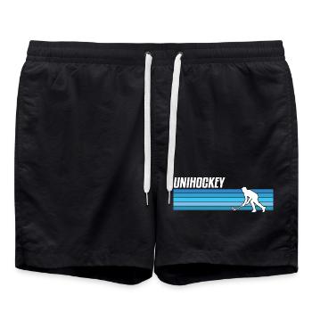 Unihockey Spieler Floorball Unihockey Spiel - Badeshorts - Schwarz - Vorne - AI Model Male 185 light (185cm)