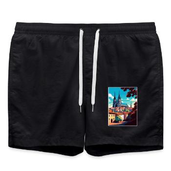 Brünn Tschechische Republik Vintage Reiseplakat Souvenir - Badeshorts - Schwarz - Vorne - AI Model Male 185 light (185cm)