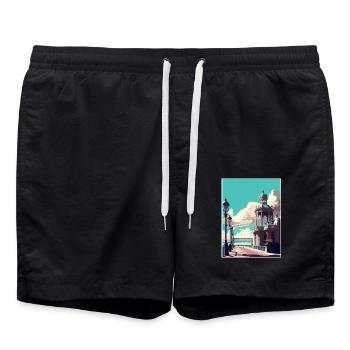 Brighton England Vintage Reiseposter Souvenir - Badeshorts - Schwarz - Vorne - AI Model Male 185 light (185cm)