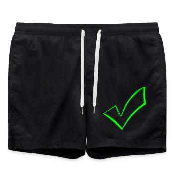 Häkchen hacken OK Symbol gesendet - Badeshorts - Schwarz - Vorne - AI Model Male 185 light (185cm)