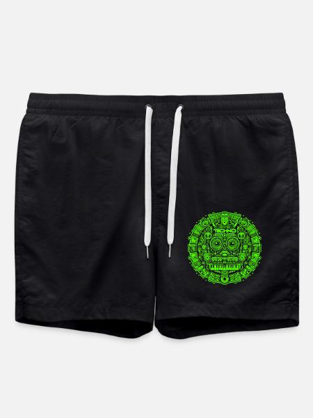Techno Music Logo - Swim Trunks - black