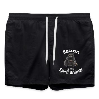Racoon is my Spirit Animal - Waschbär weiß - Badeshorts - Schwarz - Vorne - AI Model Male 185 light (185cm)