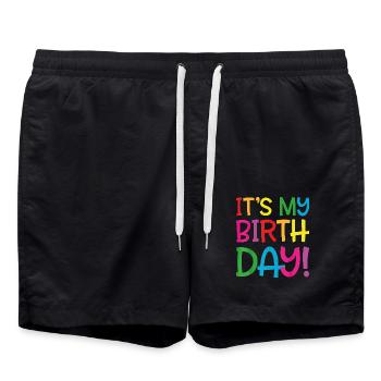 c'est mon anniversaire - Short de bain - noir - Devant - AI Model Male 185 light (185cm)