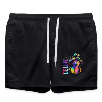 Elegantes Cello Streichorchester - Badeshorts - Schwarz - Vorne - AI Model Male 185 light (185cm)