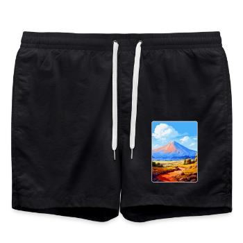 Teide Nationalpark Spanien Vintage Reiseplakat - Badeshorts - Schwarz - Vorne - AI Model Male 185 light (185cm)