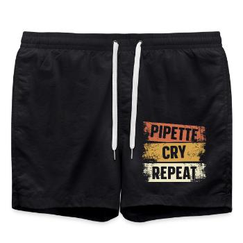 Pipettenschrei Wiederholung Biologe Wissenschaft B - Badeshorts - Schwarz - Vorne - AI Model Male 185 light (185cm)