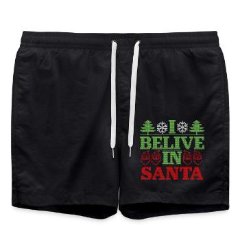 Ich glaube an Santa - Badeshorts - Schwarz - Vorne - AI Model Male 185 light (185cm)
