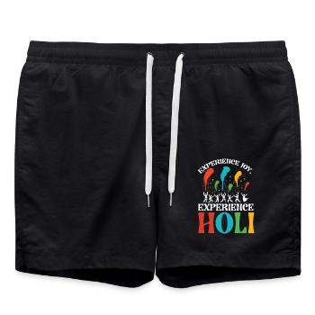 Happy Holi Grüße Hinduismus Indisches Fest - Badeshorts - Schwarz - Vorne - AI Model Male 185 light (185cm)
