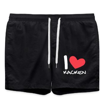 I love kacken - Badeshorts - Schwarz - Vorne - AI Model Male 185 light (185cm)