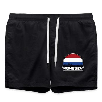 Nijmegen Niederlande Flagge Skyline Silhouette Trave - Badeshorts - Schwarz - Vorne - AI Model Male 185 light (185cm)