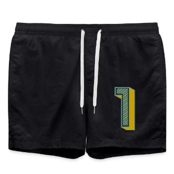 1. 1 JAHR. 1. JAHRESTAG. 1 JAHR GEBURTSTAG - Badeshorts - Schwarz - Vorne - AI Model Male 185 light (185cm)