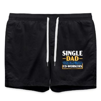 Single Dad sucht Arbeitskollegen Bester Daddy alle - Badeshorts - Schwarz - Vorne - AI Model Male 185 light (185cm)
