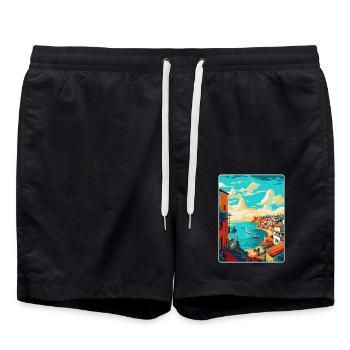 Lagos Portugal Vintage Travel Poster Souvenir WPA - Swim Trunks - black - Front - AI Model Male 185 light (185cm)