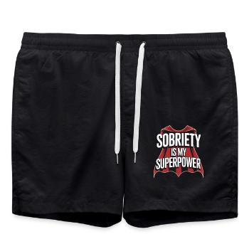 Sobriety Is My Superpower Alcoholic Sober Life - Swim Trunks - black - Front - AI Model Male 185 light (185cm)