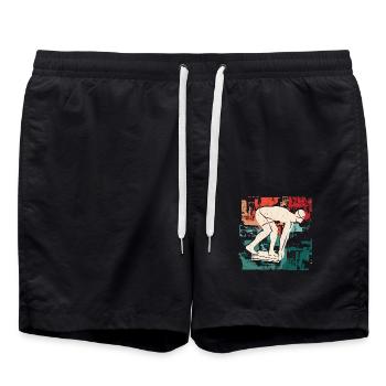 Schwimmer Schwimmen Kinder Jungen Herren Schwimm - Badeshorts - Schwarz - Vorne - AI Model Male 185 light (185cm)
