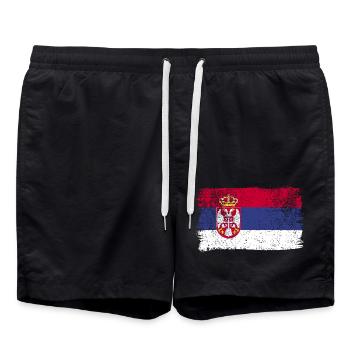 Serbische Flagge Serbien Serbienflagge - Badeshorts - Schwarz - Vorne - AI Model Male 185 light (185cm)