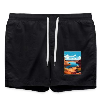 Opossum Kingdom Lake Texas Vintage Reiseposter - Badeshorts - Schwarz - Vorne - AI Model Male 185 light (185cm)
