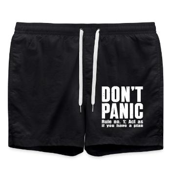 Keine Panik – Vertraulichkeitsmodus: EIN - Badeshorts - Schwarz - Vorne - AI Model Male 185 light (185cm)