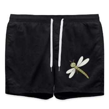 Libellenzauber – zart & schillernd - Badeshorts - Schwarz - Vorne - AI Model Male 185 light (185cm)