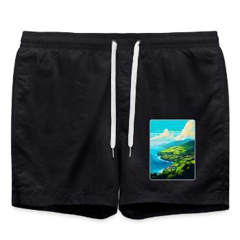 Açores Portugal Affiche de voyage vintage Souvenir WPA - Short de bain - noir - Devant - AI Model Male 185 light (185cm)