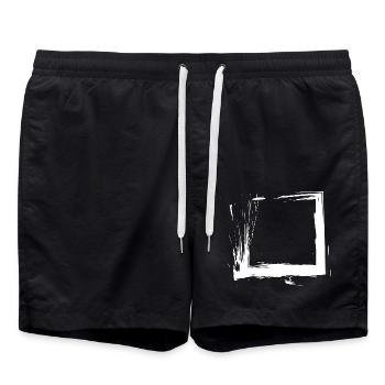 Viereck Quadrat Design Buerste Variante 1 - Badeshorts - Schwarz - Vorne - AI Model Male 185 light (185cm)
